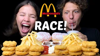ASMR MCDONALDS RACE! BIG MAC, NUGGETS, FRIES, MUKBANG EATING SOUNDS (No Talking) 먹방 | Tati ASMR