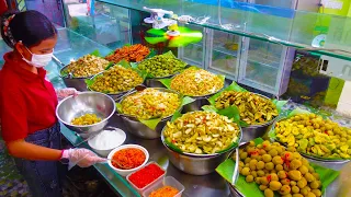 Sour and Spicy! Khmer Fruit Salad with 30 Kinds of Dipping Sauce & Mixed Salt! Cambodian Street Food