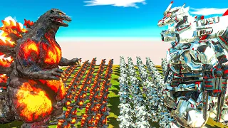 Growing Burning Godzilla vs Mechagodzilla Kiryu - Animal Revolt Battle Simulator