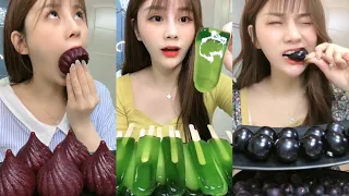 Asmr Eating Colored Jelly 🍓🧋 (chewy sounds) fruits+boba+ice cream jello Mukbang Satisfying