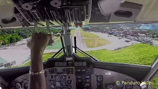 Winair Flight St Maarten to St Barth Cockpit view Amazing Takeoff and Landing