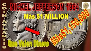 Guías de valores de níquel JEFFERSON de 1964 (errores raros, "D" y sin marca de ceca)Màs $1,150,000