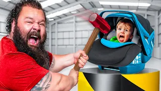 World’s STRONGEST Man VS. Unbreakable Baby Items! 👶