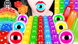 ASMR RAINBOW DESSERTS 신기한 무지개 디저트 KOHAKUTO EYE GUMMY POPPING BOBA POP IT JELLY 레인보우 음식 먹방 MUKBANG