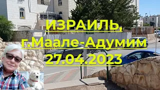 27 апреля 2023. Маале Адумим, Израиль. Красивая лантана и прочные дома