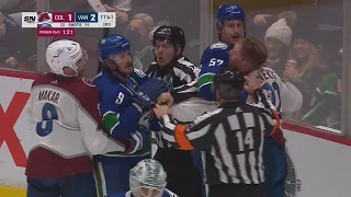 J.T. Miller and Mikko Rantanen Exchange Roughing Penalties