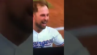 Father watches son catch The game-winning home run ball. Texas rangers walk off home run vs LA Angel