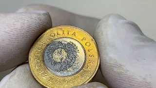 Destrukt menniczy monety 2 złote - ewenement - podkładka dostała się między stempel, a krążek !