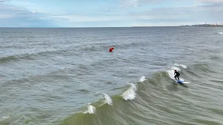 Surfing in Belgium (Nieuwpoort) with drone footage