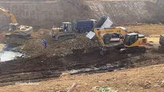 Update Step3 Professional Concrete Canal Building Bulldozer ZOOMLION Working Push Stone into Water