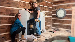 BABY CALF  born in freezing winter storm / Part 2 of the log home fireplace build