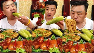 ASMR EATING | Xiaofeng Mukbang braised pork, Mixed Noodles, Wax gourd