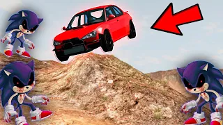 Escape-From SONIC EXE Car Ride Chase | BeamNG Drive 4