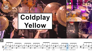 ColdPlay - Yellow - DrumSheet Lesson (★☆☆☆☆)