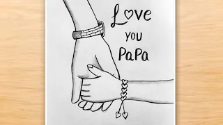 Father's Day Drawing with Pencil Sketch / Fathers Day Special Drawing / Father's Day Poster Drawing
