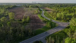 Old golf course and former campground along Stanley Ave in Niagara Falls - (4K Aerial view)