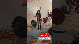 95 kg Deadlift 🏋️‍♂️ By strongest Girl🔥 Ever Conventional lift #shorts #powerlifting #bodybuilding