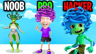 NOOB vs PRO vs HACKER In MEDUSA RUNNER 3D! (ALL LEVELS!)