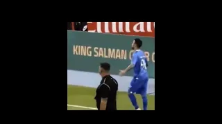Alhilal player does the siuu celebration during match vs alnassr