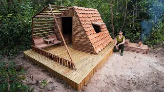 Building a LOG CABIN  in The Woods | Wooden Roof & Full Build