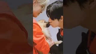 ni-ki playing with the dog even before their fansign event 🥺 #ni_ki #nishimurariki #enhypen #engene