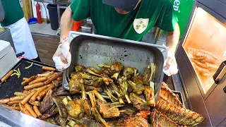 Street Food from Ireland. Huge Load of Ribs, Sausages & Pork Knuckles