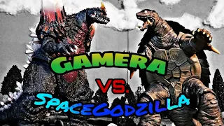 Gamera vs SpaceGodzilla Stop Motion Battle