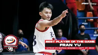 NCAA Season 98 | Best Player: Fran Yu (Letran vs Mapua) | Men's Basketball Tournament Round 1