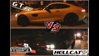 Mercedes AMG GT S vs Dodge Hellcat Streetrace MSR