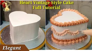 Floral  Vintage Heart Cake/Viral Heart Cake/How to Make Heart Vintage Cake Decorating/Satisfied cake