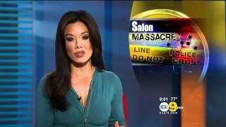 Sharon Tay 2011/10/13 8PM KCAL9 HD; Short blue dress