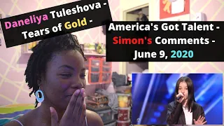 Reaction to Daneliya Tuleshova - Tears of Gold - America's Got Talent