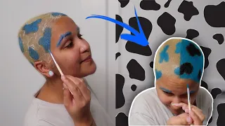 DYEING COW PRINT INTO MY BUZZCUT