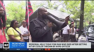 Memorial held for Bronx man who died after officer threw cooler