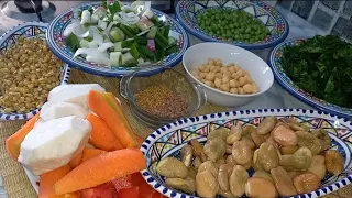 couscous tunisien  كسكسي تونسي  مسقي  بالخضرة الشتويه مدفئ و صحي كسكسي الجنوب الشرقي التونسي