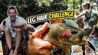 FISHING CHALLENGE!!!  I SHAVED MY LEGS - TIED A FLY WITH IT - AND WENT FISHING (Watch till the end)