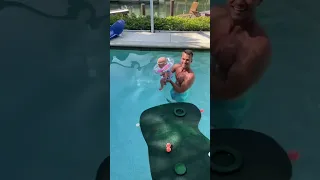 Father tests if Baby will Float! #baby #dad #mom #pool #marriage