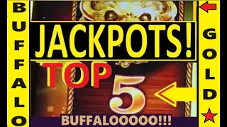 🔥15 HEADS!🔥OVER 2000X BET WIN! TOP FIVE CASINO JACKPOTS on BUFFALO GOLD slots!!!