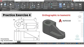 Autocad 3d practice drawing | Autocad Practice Exercise 4 | Orthographic to Isometric | CADable
