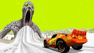 Epic Escape From The Shy Guy (SCP-096) | Lightning McQueen Car VS Giant Bulge | Horror BeamNG.Drive