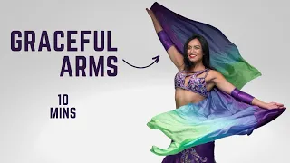 Graceful ARMS and VEIL | 10 Minute Beginner Belly Dance FOLLOW ALONG