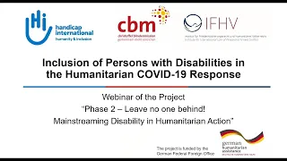 Online-Seminar „Inclusion of Persons with Disabilities in the Humanitarian COVID-19 Response”