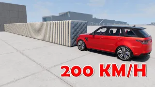 100 Mattress vs Range Rover Sport 200 KM/H - BeamNG Drive