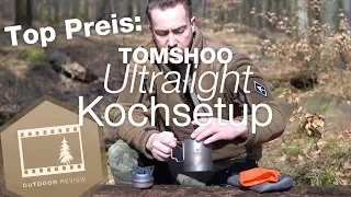 Ultralight Kochsetup von TOMSHOO | Spiritusbrenner + 750ml Topf aus Titan | Toaks Alternative