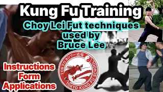 Kung Fu training Bruce Lee used Choy Lei Fut Technique 盤橋 Pùhn Kìuh 掃搥 Sou Chùih in Enter the Dragon