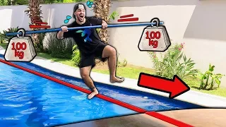 GINCANA DO LUCCAS DE EQUILÍBRIO COM SLACKLINE !! (VÍDEO DE PISCINA)