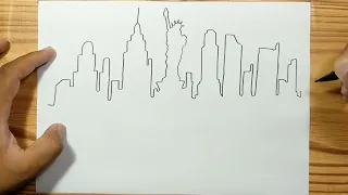 How to draw NEW YORK SKYLINE OUTLINE