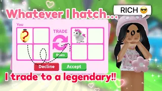 ✧˖° Whatever I hatch.. I TRADE TO A LEGENDARY! | 💗Adopt me | ItsSahara ✧˖°