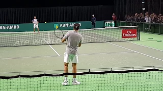 Training Roger Federer with F. Lopez in Rotterdam ABN-AMRO ATP 500