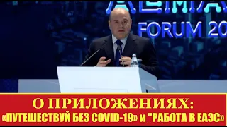 Глава Правительства РФ М.В. Мишустин о приложениях Путешествую без COVID-19 и РАБОТА В ЕАЭС.МИГРАЦИЯ